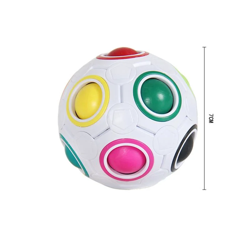 Creative Rainbow Football Ball Magic Cube 12 Holes Intelligent Fidget Toy Kids Puzzle Magic Puzzle Interest Stress Reliever Rainbow Magic Ball Fun Cube Fidget