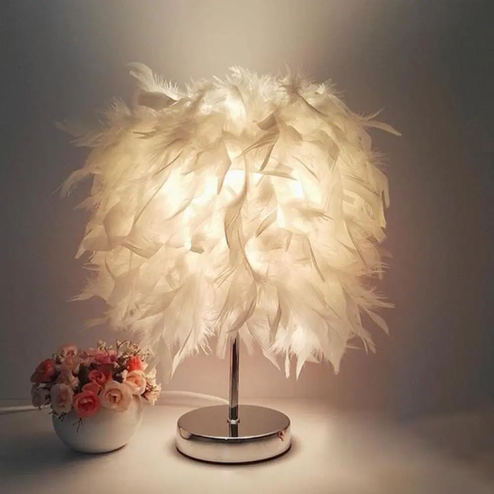 E27 Table de chevet lampe LED lampe de table de plumes romantique de plumes (WH-MTB-56)