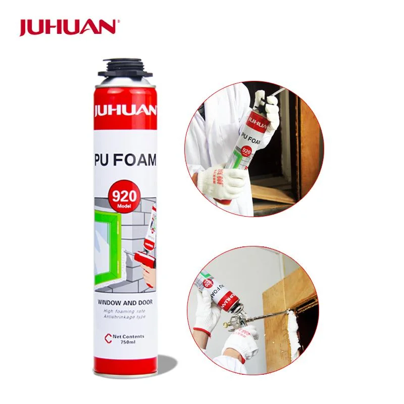 Juhuan-Factory Supply	750ml/500ml/300ml CFC-Free Mounting Foam for Aluminum Door