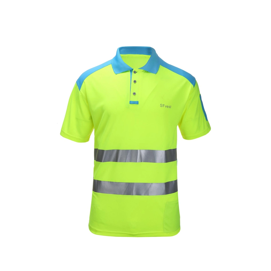 Fashion High Visibility Comfortable Breathable Sport Reflective Short Sleeve Design Safety Polo Shirts