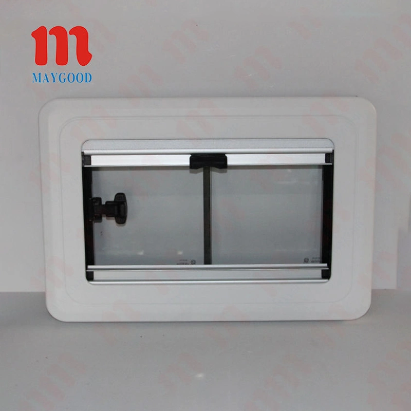 Ventana deslizante de vidrio templado en ángulo recto Maygood con red antimosquitos Ciego para remolque de viaje de automóvil modificado RV