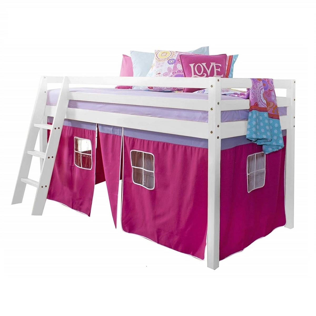 MID-Sleeper Cabin Bunk Bed Loft Bed with Slide and Tent for Children