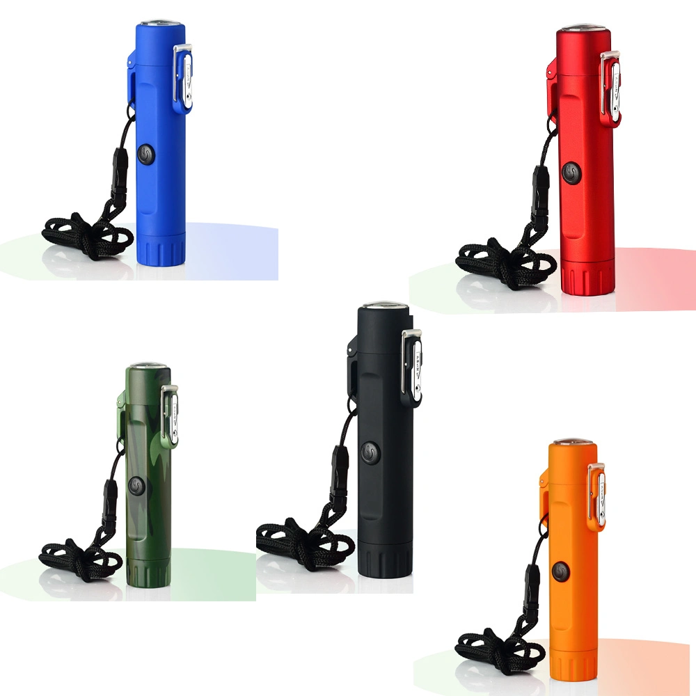 Camping Lighting Lamp Electric Lighters Cigarette Waterproof USB Charging Double Arc Plasma Lighter with Compass