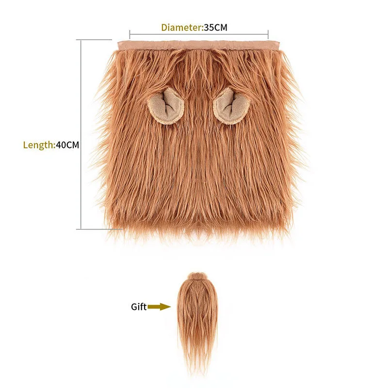 Halloween Dog Lion Mane Funny Dogee Cosplay Lion Hair Headgear Costume Lion Mane Wig for Dogs