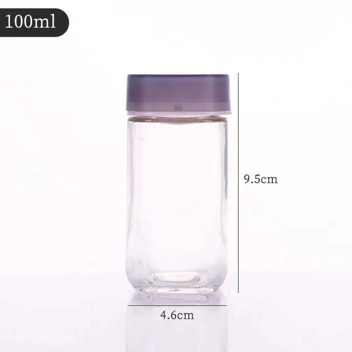 Glass Spice Jars Empty Square Glass Bottles Spice Storage Container with Plastic Lid