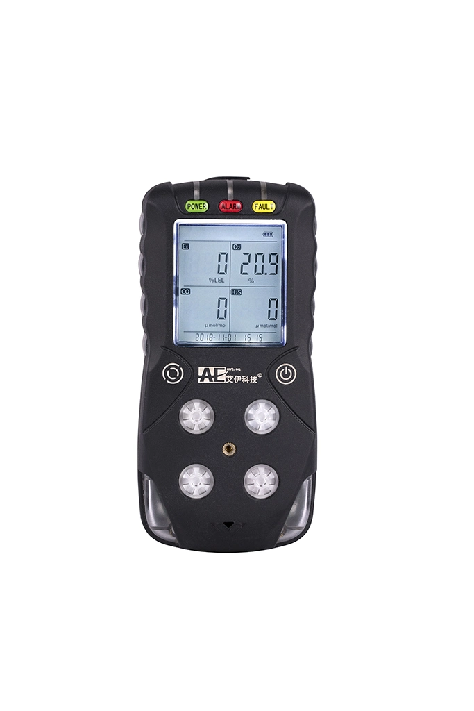 Rechargeable Portable Gas Monitor for H2s Co O2 Lel with LCD Display