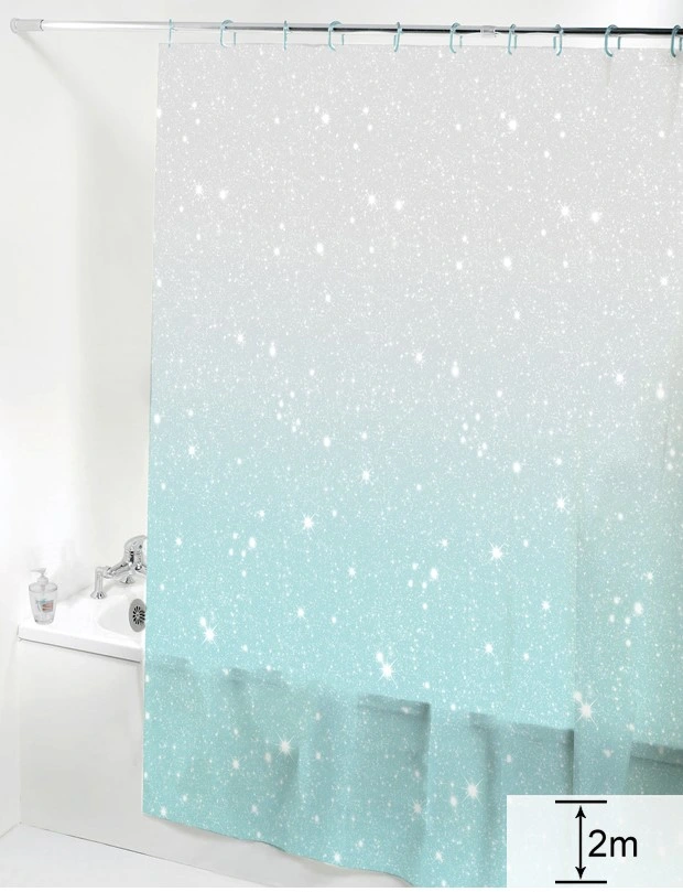 Waterproof PEVA Shower Curtain for Bathroom, with 12 Plastic Hooks