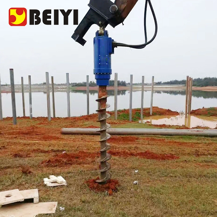 Beiyi Excavator Drilling Auger Hydraulic Earth Auger Drill Bit Attachment Tree Planting Hole Digger Earth Drill