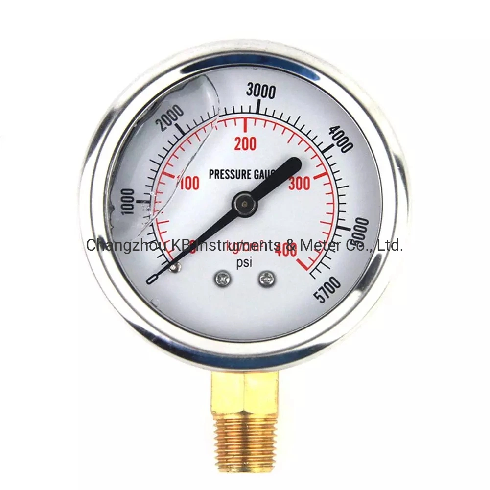 Og-008 Bottom Industrial Full Stainless Steel Oil Pressure Gauge with Glycerin Liquid Manometer