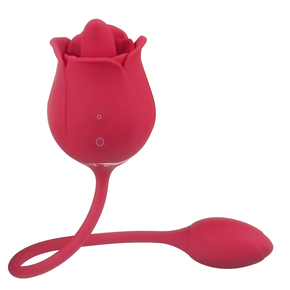 High Quality Women Sex Toy Red Rose Shape Sucking Vibrator Silicone Clit Licking Vibrator Tongue Vibrator for Clitoris