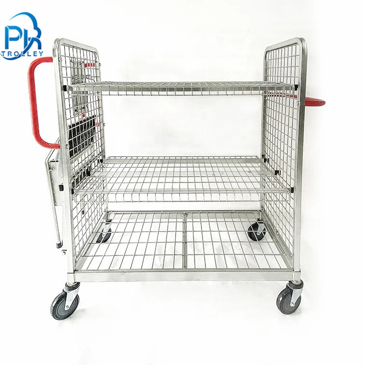 Warehouse Logistics Multi-Tier Order Picking Trolley with Steps and Ladder