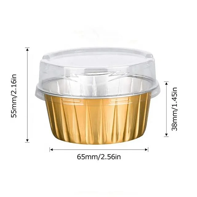 Small 125ml Disposable Round Colorful Golden /Gold Aluminum Foil Baking Cups for Muffin Cakes Baking Container/Cups for Food Packaging