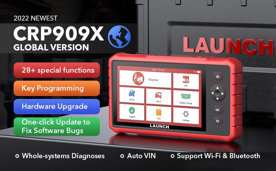 Para lanzamiento X431 Crp909X OBD2 Scanner Automotive Tools Car Diagnostic Herramientas Auto OBD lector de código Envío gratuito Diagnóstico Autofor Launch X431 Crp909X OBD2 exploración