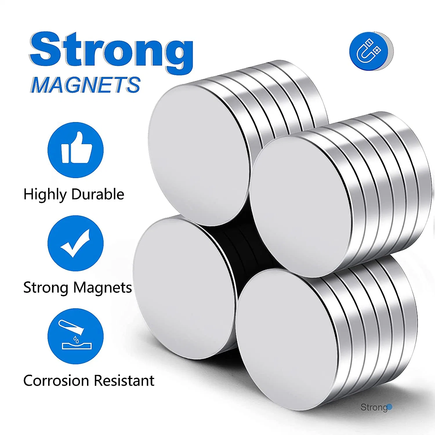 Strong Round Neodymium Iron Boron Permanent Neodymium Magnet