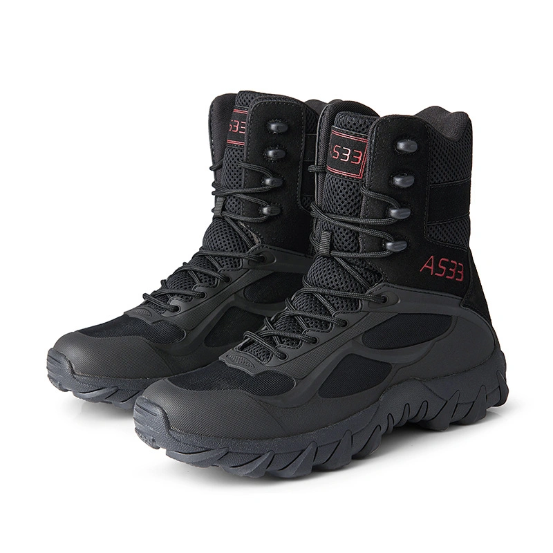 High Quality Men High-Top Waterproof Shoes Rubber Leather Tactical Black Combat Boots