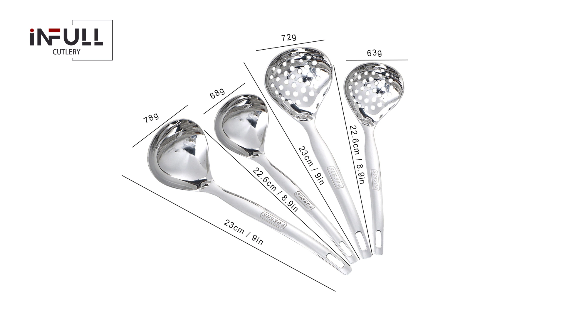 304 Stainless Steel Soup Ladle Slotted Ladle for Cooking