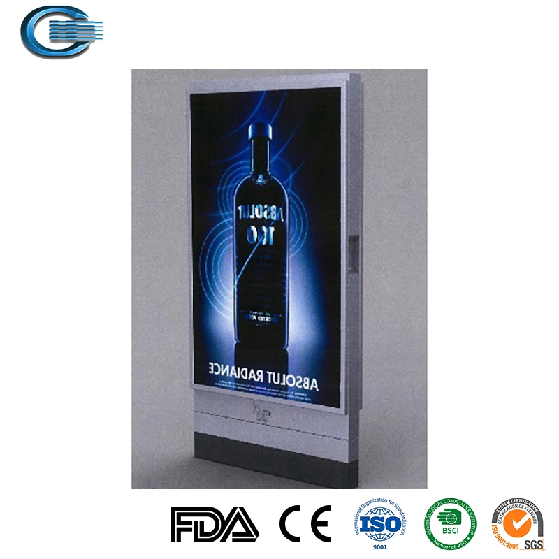 Huasheng Solar Outdoor LED Sign Lightbox Outdoor Pole Profile Solar Billboard