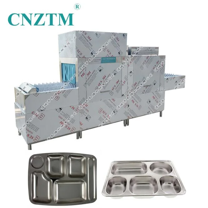 Stainless Steel Hotel Restaurant Industrial Commercial Channel Tray Conveyor Type Dishwasher