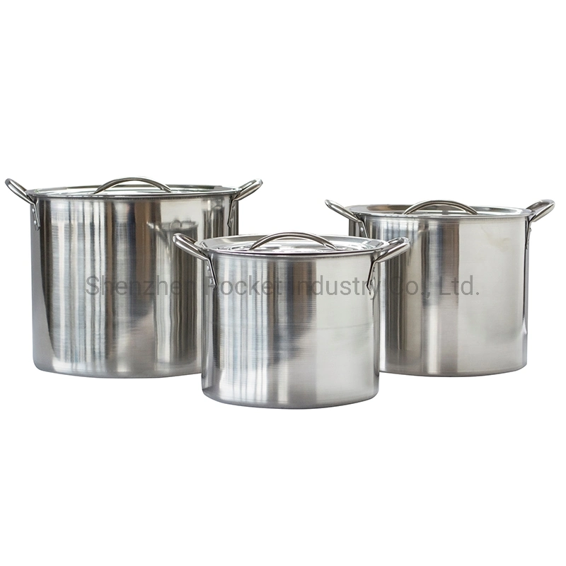 Big Cooking Pot Stainless Steel Lid High Body Stock Pot Soup Pot