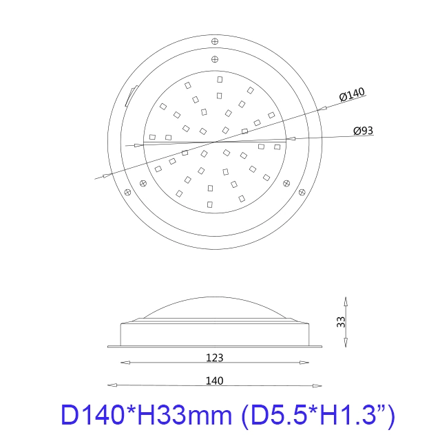 Stainless-Steel Marine LED Dome Light Interior Indoor Roof Ceiling White Lamp