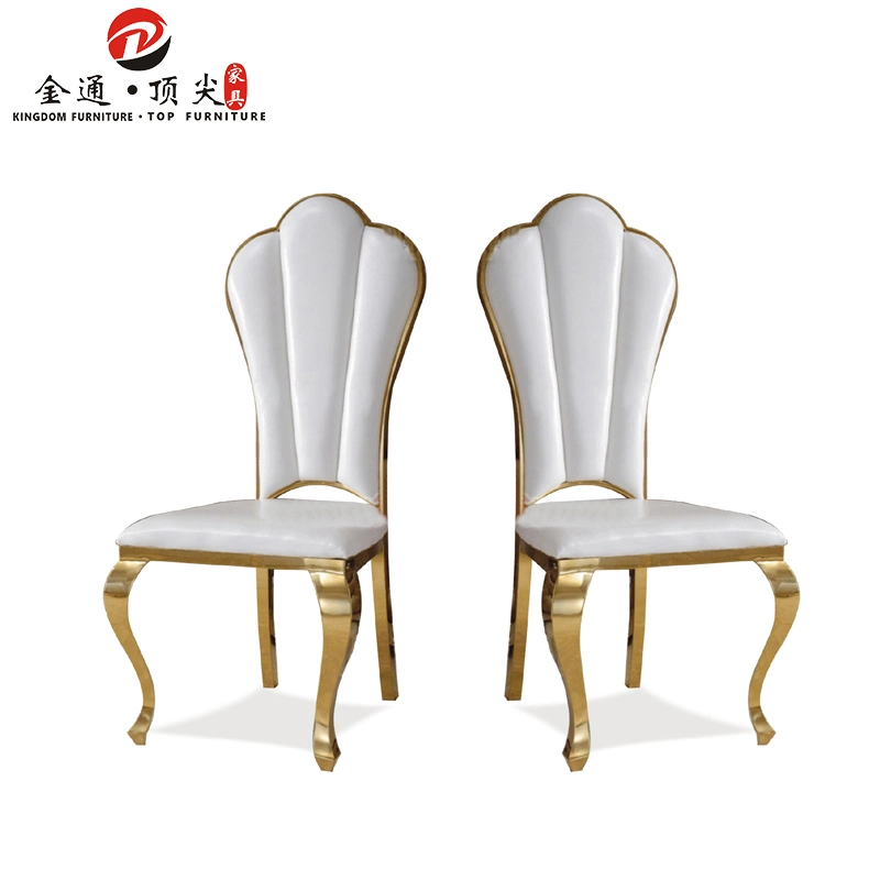 Chinês moderno mobiliário Hotel Highback Rose Gold Banquete jantar ao ar livre Tiffany Chiavari Dining Caso Metal Cadeira de casamento em aço inoxidável