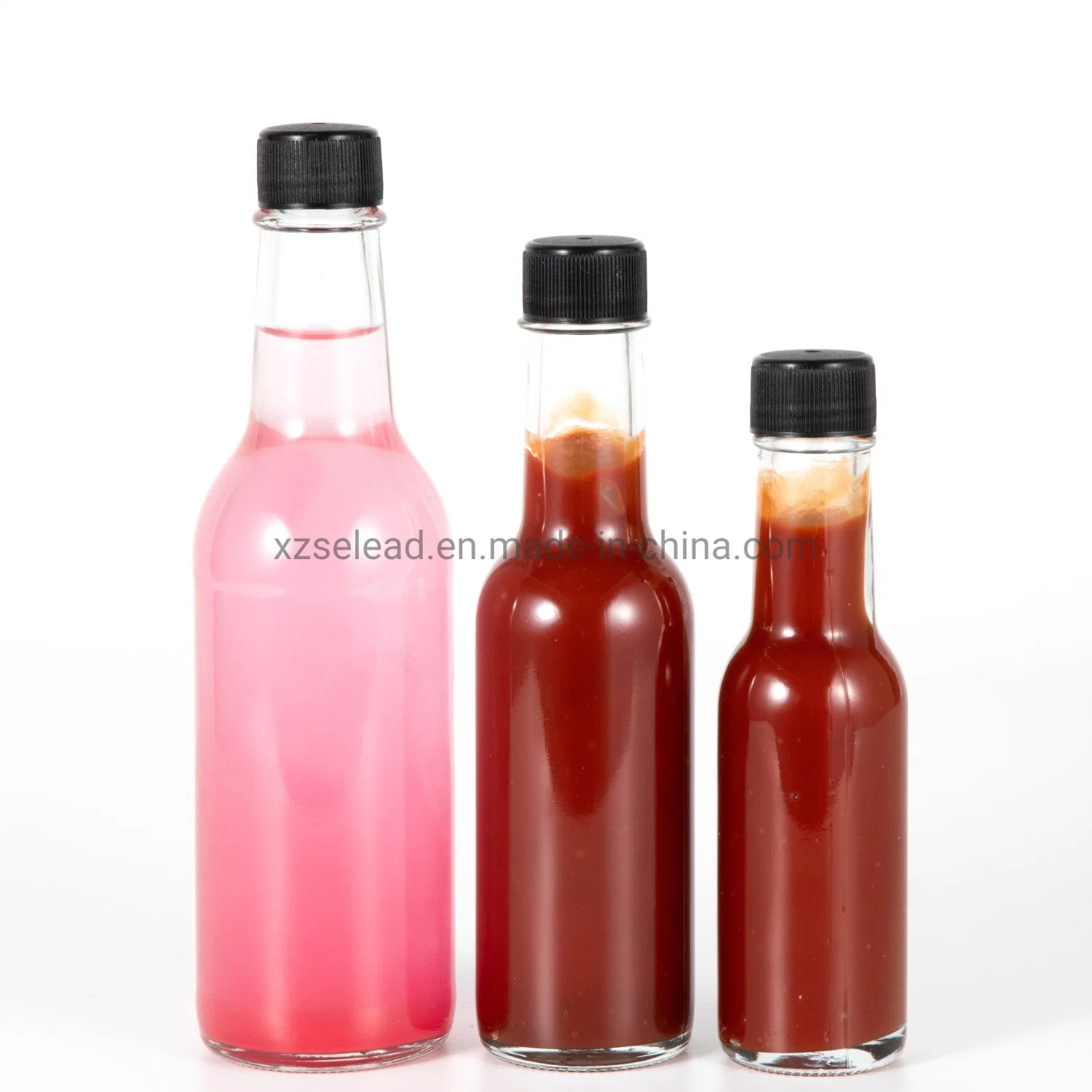 150ml 250ml 5oz Günstige leere Woozy Gewürz Dressing Chili Glas Salat heiße Sauce Flasche mit lecksicheren schwarzen Cap