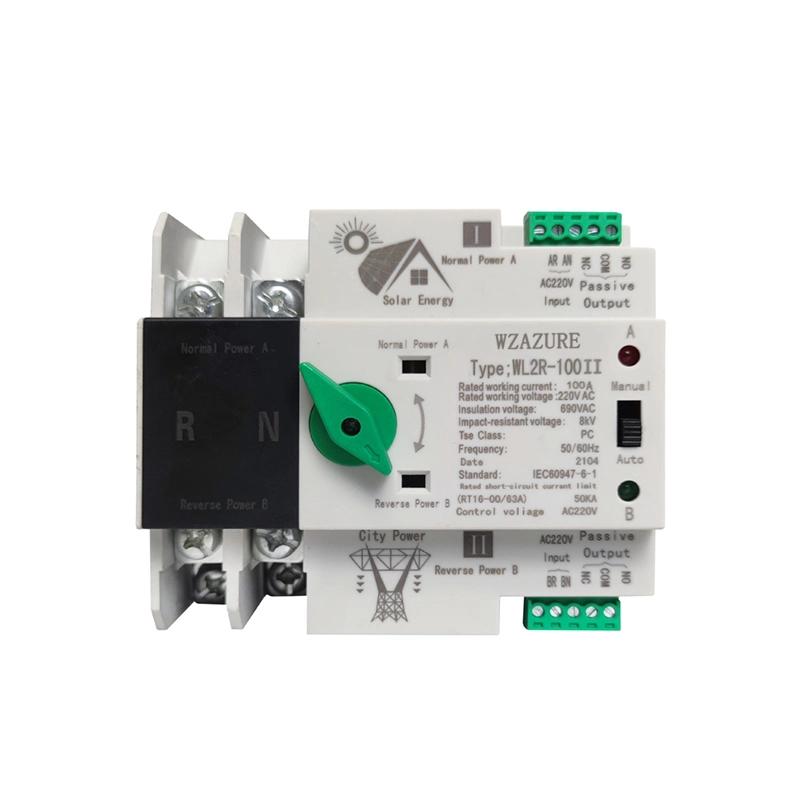 Mini ATS 2p Automatic Transfer Switch on-Grid Photovoltaic Power 100A