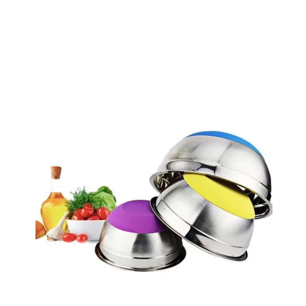 Hot Sale Kitchen Stainless Steel Mixing Bowls with Silicone Base