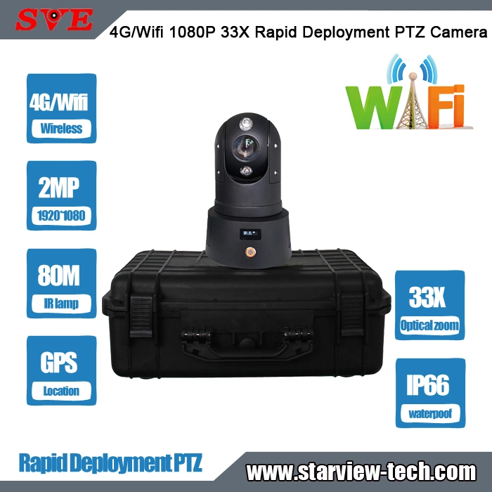 33X portátil WiFi GPS 4G HD 1080P de rápido despliegue de red móvil IP66 en el exterior de seguridad del vehículo Cámara PTZ IP