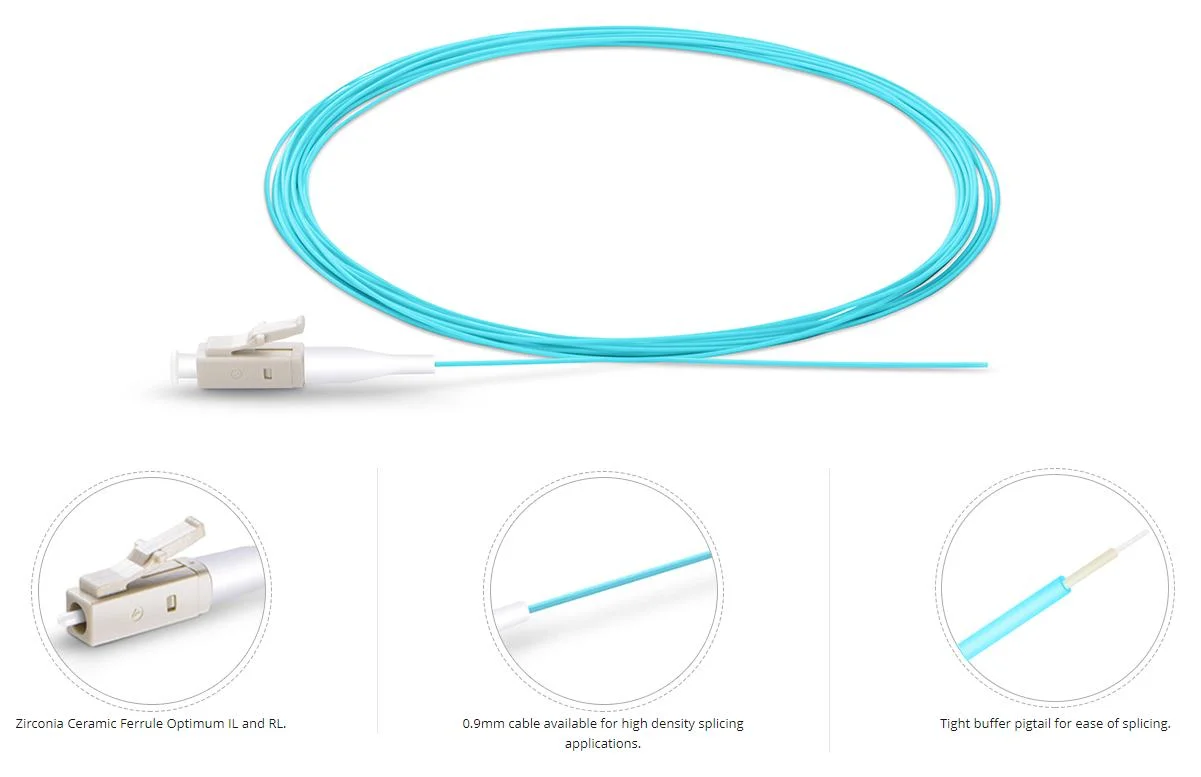 Standard 0.9mm Single Cord Simplex Buffered Fiber Pigtail Om3 for ATM, Sonet and Wdm