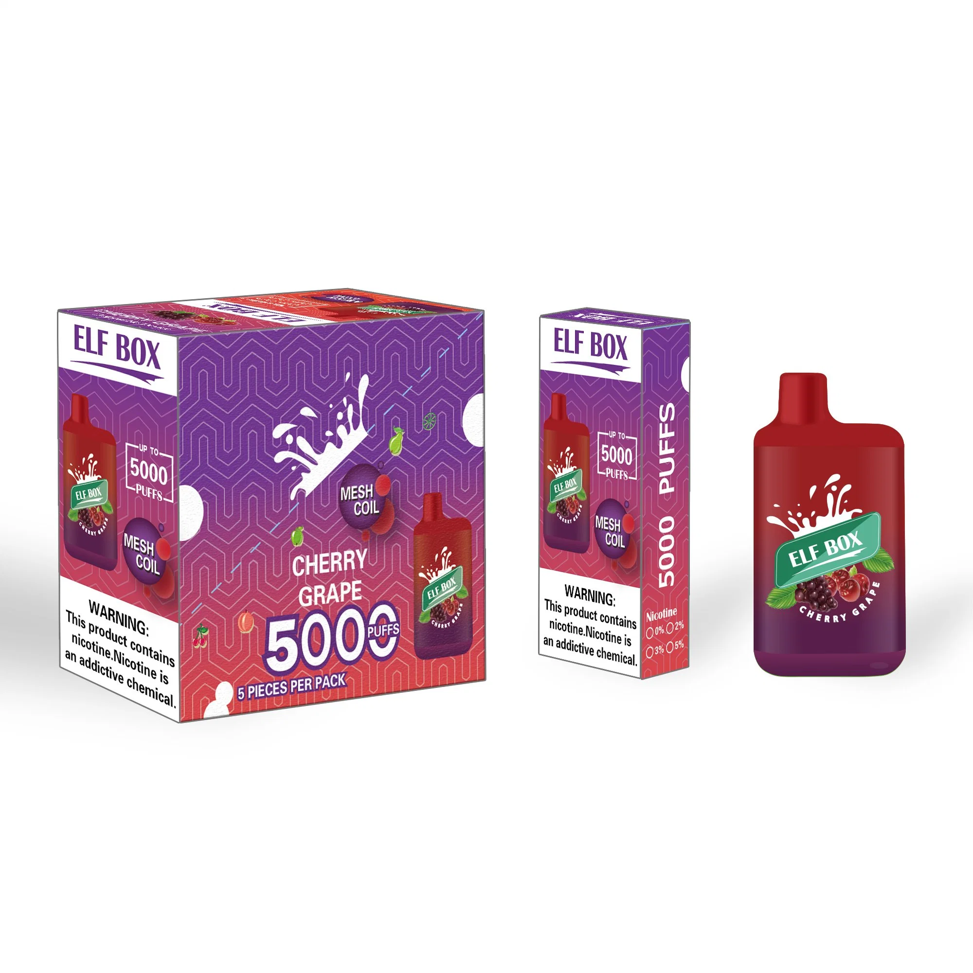 Atacado I Pape Nova fábrica de Fumadores preço directo Elf Box 5000 puffs 12 ml 2% de nicotina do cigarro eletrónico líquido-e descartável Vape