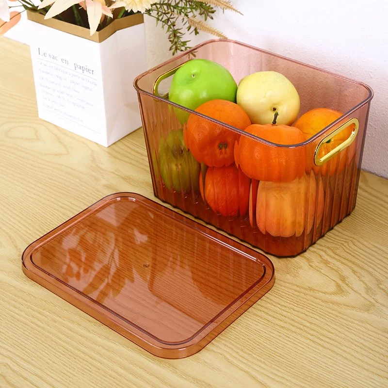 Transparent Household Organizers with Handles Cheap Light Plastic Pantry Storage Bin for Food Tools Pot