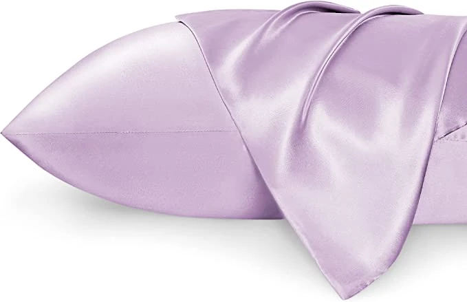 Fundas satén conjunto estándar de 2 - lavanda fundas de almohadas de seda para el cabello y piel 20X26 pulgadas, satén almohada abarca 2 Pack con el cierre de sobres, regalos