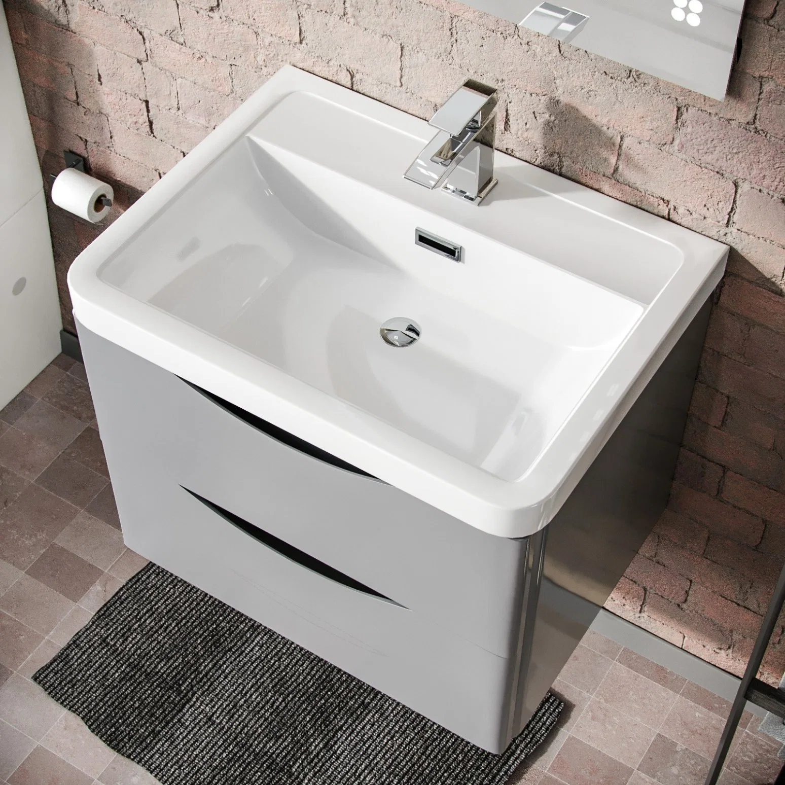 Victoria Plumbing 600mm Light Grey Gloss Bathroom Wall Hung Basin Vanity Unit