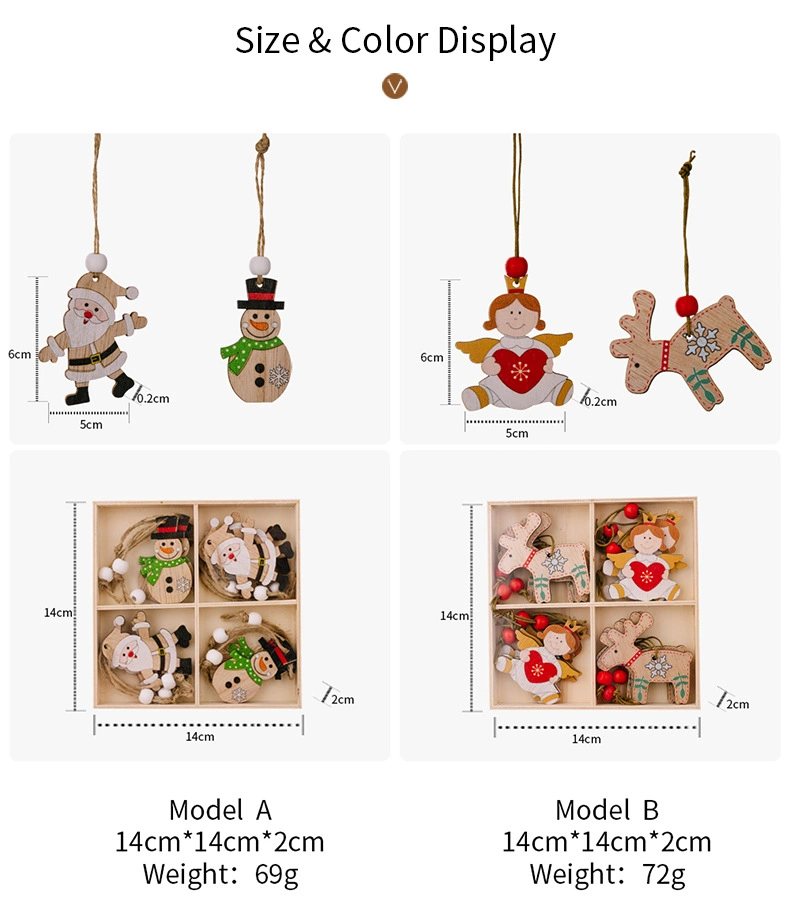 Christmas Decorations Christmas Season Wooden Box Angel Old Man Tree Hanging Holiday Wooden Hanging Jewelry