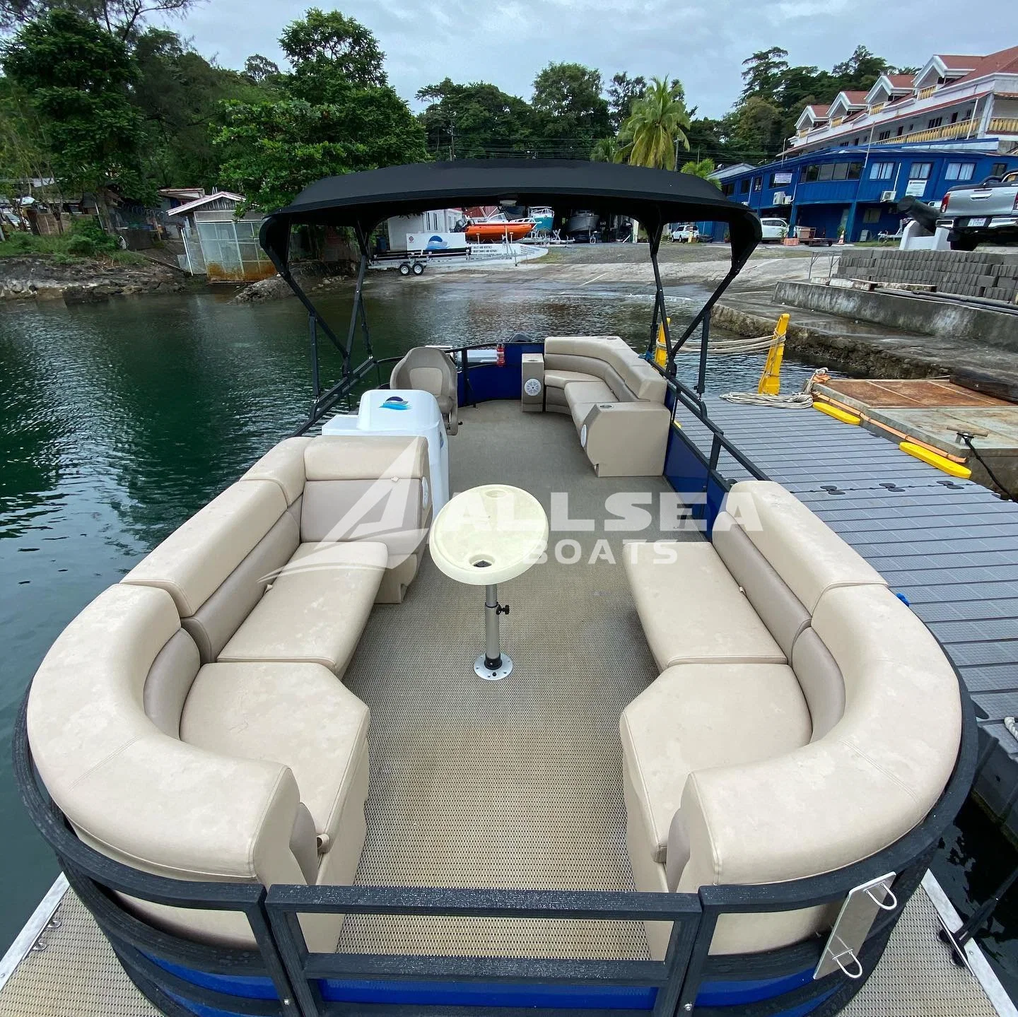 Allsea 15FT-19FT Aluminum Mini Floating Water Leisure Party Fishing Pontoon Boat