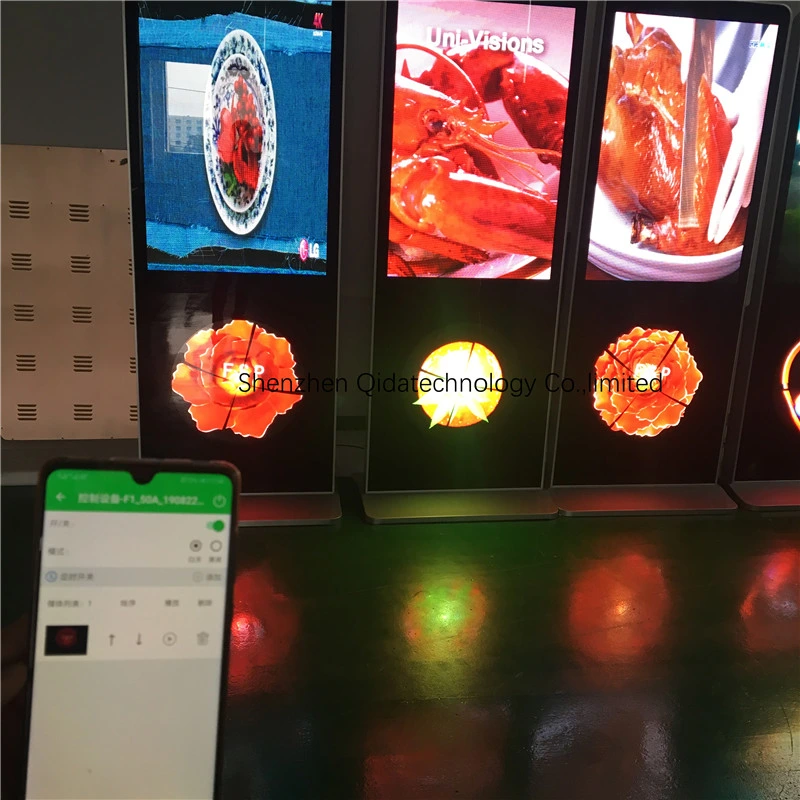 Indoor Ad Player LED Display with 3D Holographic Fan Commercial LCD Advertising Display Digital Signage with WiFi Floor Standing Digital Signage