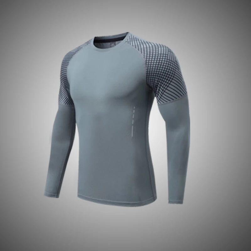 Men's Sports Wear Athletic Gym Wear Polyester Fabric Long Sleeve Compression Shirt