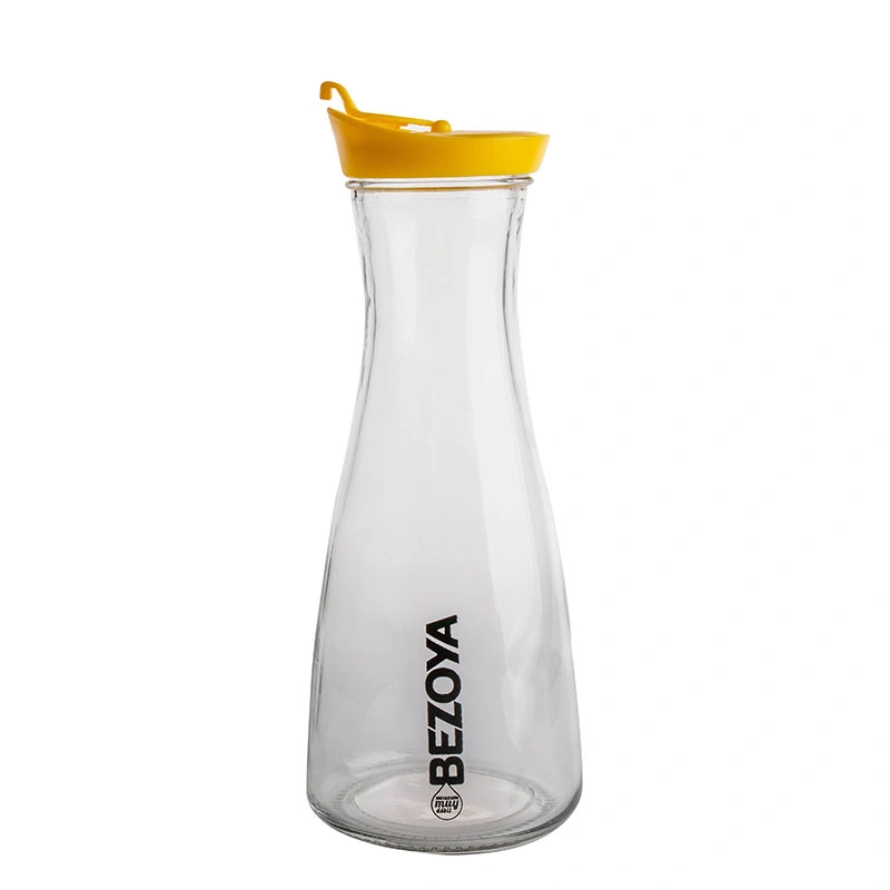 Bocal fino frasco de vidro de 1 L com tampa de plástico de potenciômetro Carafe Personalização da tampa