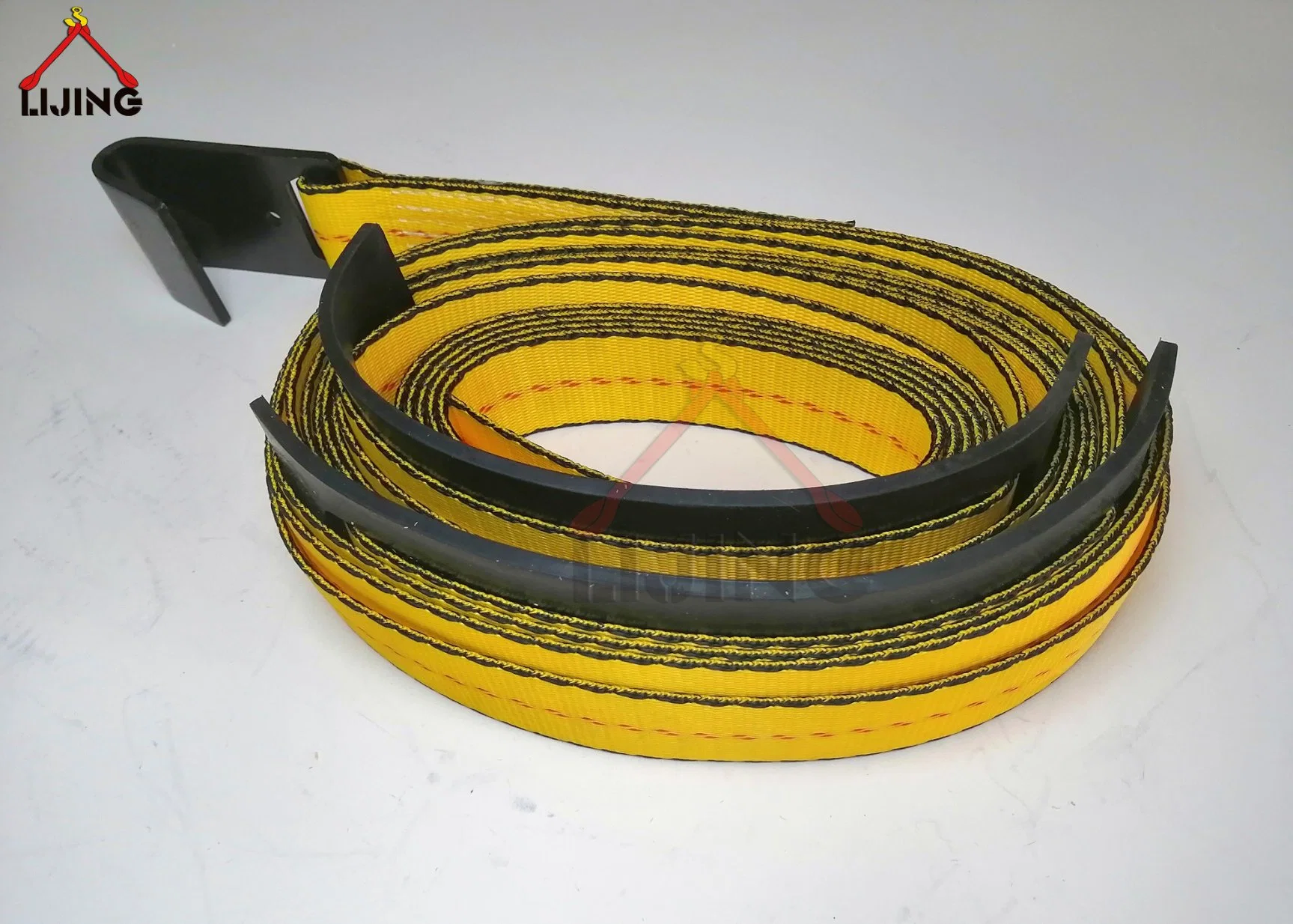 2" X 27' Yellow Ratchet Strap W/ Black Flat Hook Plastic Protection