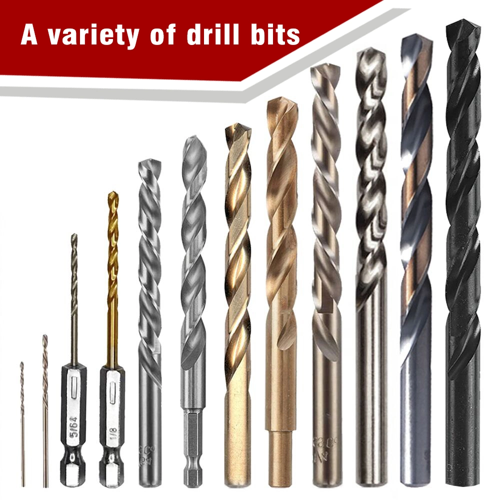 Goldmoon 19PCS Titanium Twist Drill Bit Set Hex Shank High Speed Steel Drill Bit for Wood Plastic Aluminum Alloy, Quick Change, 1/16"-1/4"