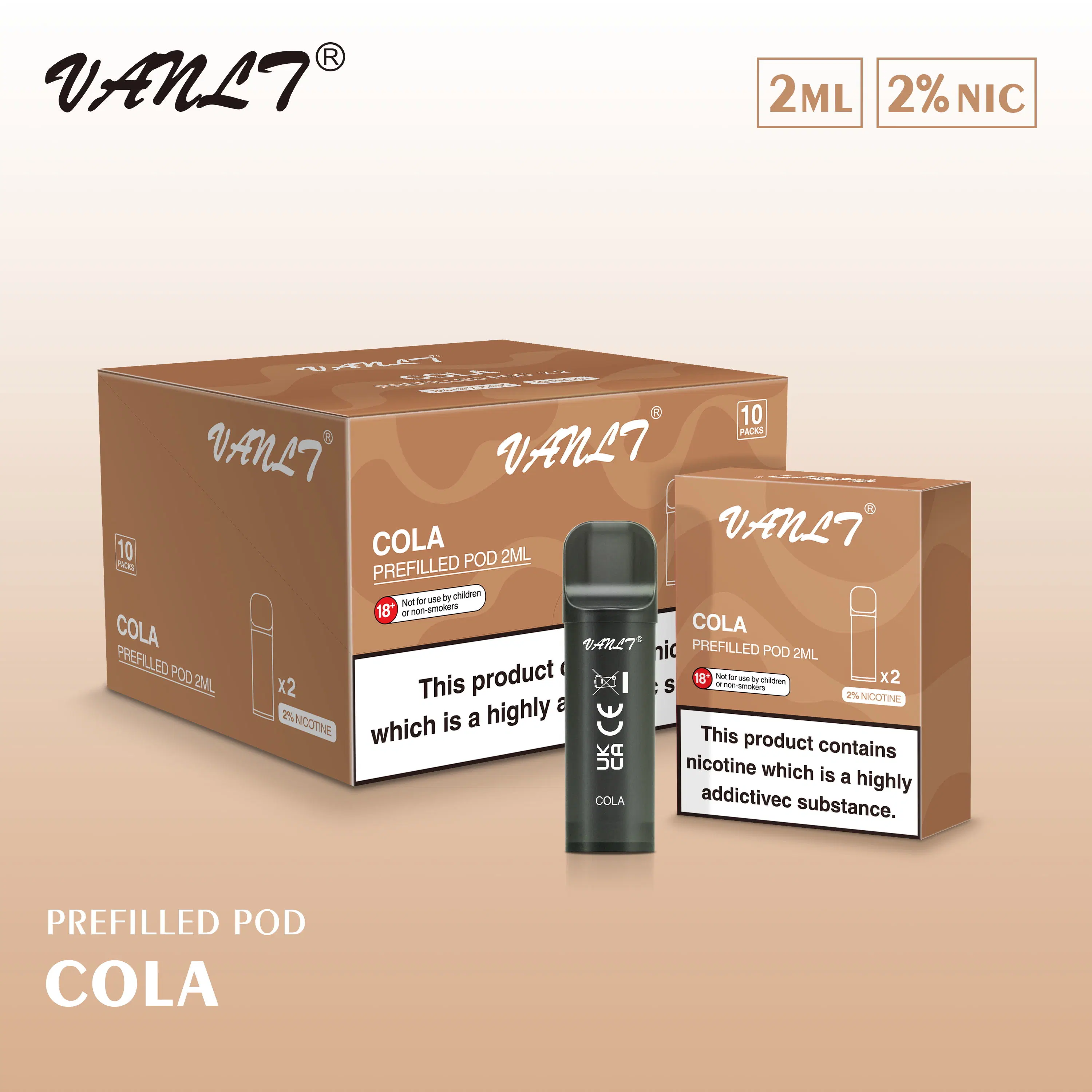 Vape Vanlt desechables, además de los Kits de Pod cigarrillo electrónico Ecig con sabor a cola