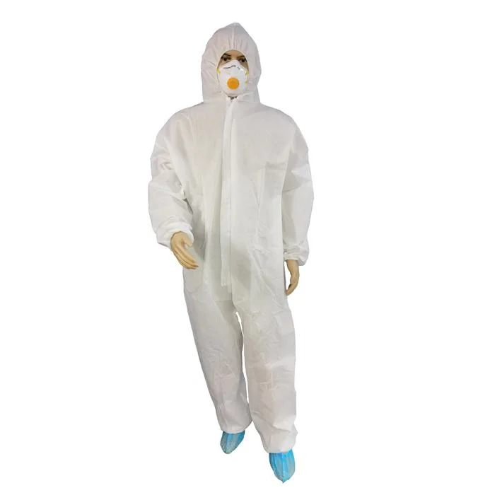 Type 5 Type 6 Standard White Disposable Safety SMS Work Wear Fire Resistant Jumpsuit with Hood Without Boots