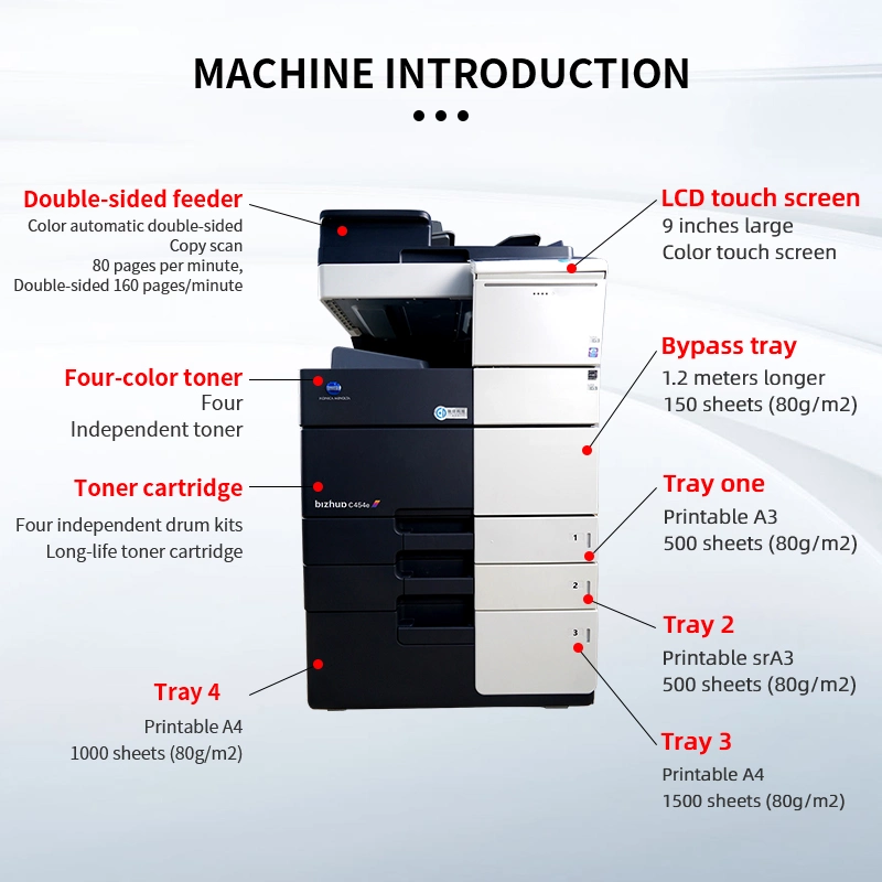 Generalüberholtes A3 A Farblaserdrucker für Office Konica Minolta Bizhub C554 C454 C654 C364 verwendet Kopierer A4