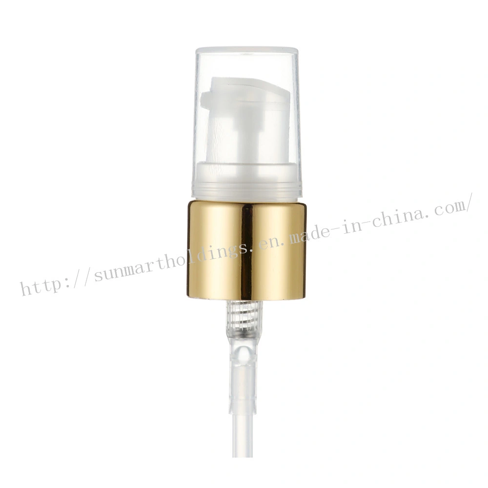 18/415 Gold Color Aluminum Cream Pump with PP Overcap