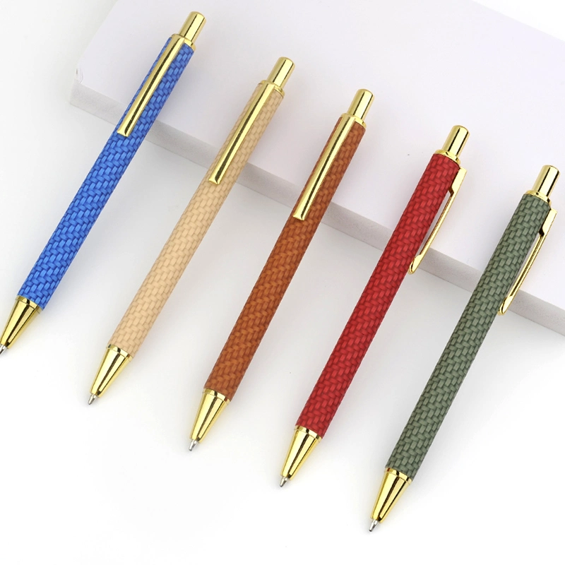 New Stylish Weave Coated Personalized Logo Marketing Aluminum Ballpoint Pen