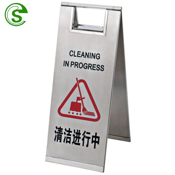 Stainless Steel 201 Waterproof Folding Hotel Wet Floor Warning Sign Board