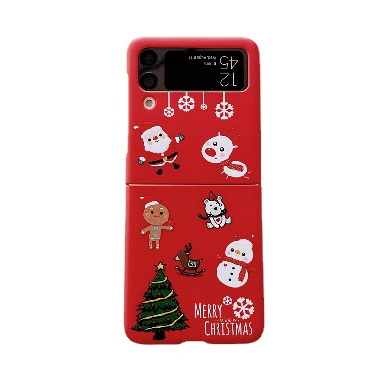 Christmas Moose Snowman Frosted Hard Case for Samsung Zflip4 Folding Phone Case Zflip3 Cute New Phone Case