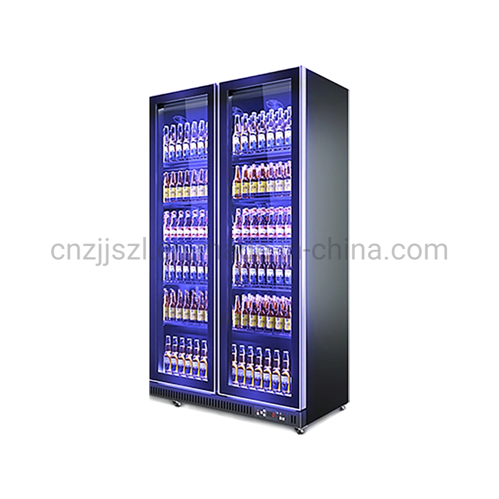 770L Air Cooling Double Doors Upright Wine Beer Showcase Display Cooler Lsc-1120W