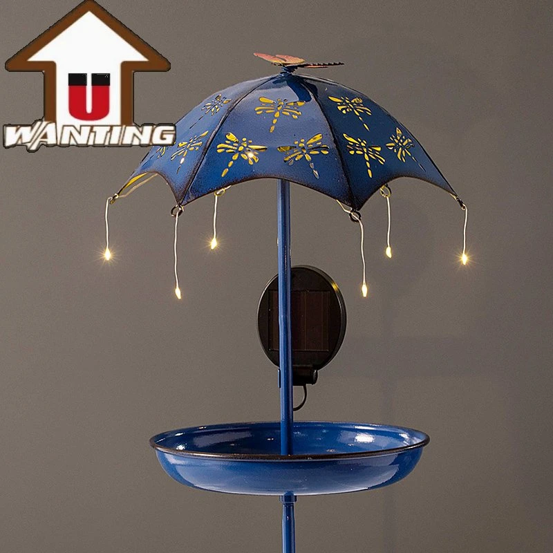 Creative Metal Umbrella Wild Bird Feeder Hanging Outdoor Colorful Iron Stake Craft